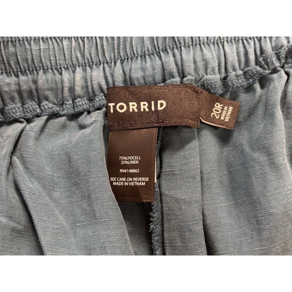 Torrid Studio Linen Blazer and Linen High Rise Pant Suit Set Blue Teal Sz 5X-20R - Picture 12 of 16